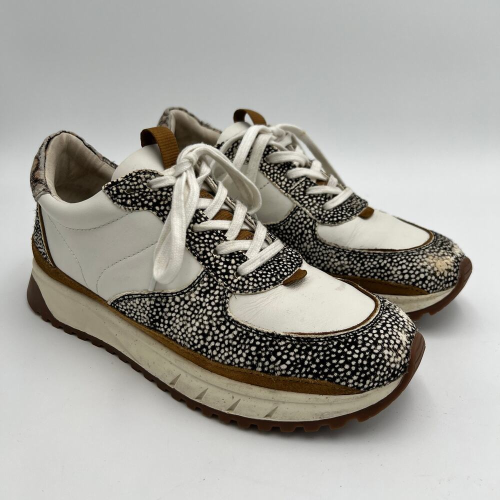 Madewell Kickoff Trainer Sneaker Womens 9 Olive Grove Multi Leather Calf Hair